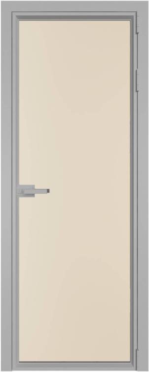 Межкомнатная дверь Profil Doors 1 AV цвет профиля Серебро, стекло безопасное 6 мм монохром жемчуг 600x2000