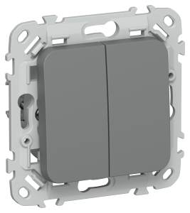 Выключатель 2-клавишный проходной IEK Flite FI-V28-0-10-1-K80 мокрый асфальт