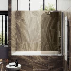 Шторка на ванну MaybahGlass MGV-601-5 поворотная, на монопетле, стекло бронза, профиль хром матовый, 1400x400