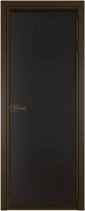Межкомнатная дверь Profil Doors 1 AV цвет профиля Деорэ, стекло безопасное 6 мм монохром черный 600x2000