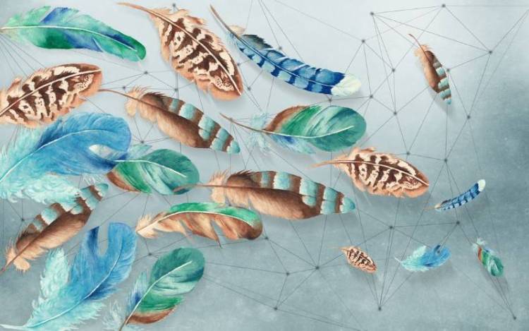 3D Фотообои Artegrafico «Перья в паутине из полигонов» NV-020 канвас