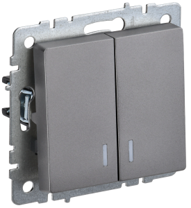 Выключатель 2-клавишный IEK Brite BR-V20-1-10-K46 сталь