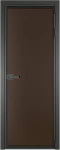 Межкомнатная дверь Profil Doors 1 AV цвет профиля Серая ночь, стекло безопасное 6 мм монохром шоколад 700x2000