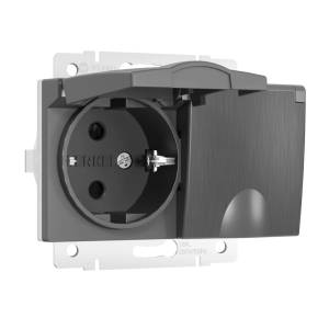 Розетка двойная влагозащищенная с заземлением, с защитной крышкой и шторками Werkel W1172204