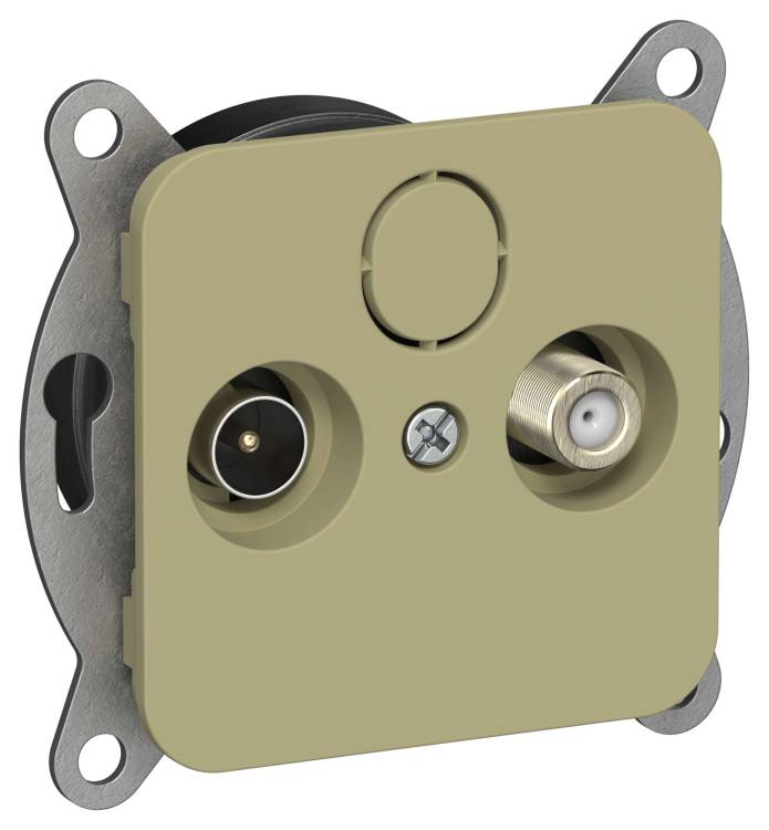 ТВ-розетка TV+SAT проходная IEK Flite FI-AF23-P-K26 оливковый