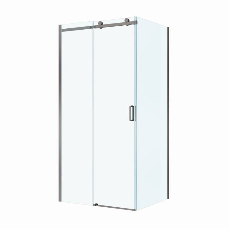 Душевой уголок BelBagno SOFT_CLOSE-2-AH-1-100/90-C-GM профиль оружейная сталь, стекло прозрачное, 100x90x200