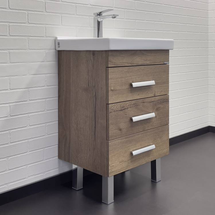 Тумба с раковиной Comforty Никосия 50Н 00-00018024 напольная, дуб темный