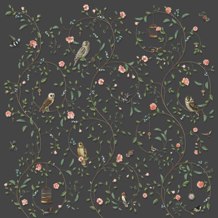 Бесшовные Eco обои Ortograf Chinoiserie 33951 Avifauna dark Жемчуг ОЕ-Р3