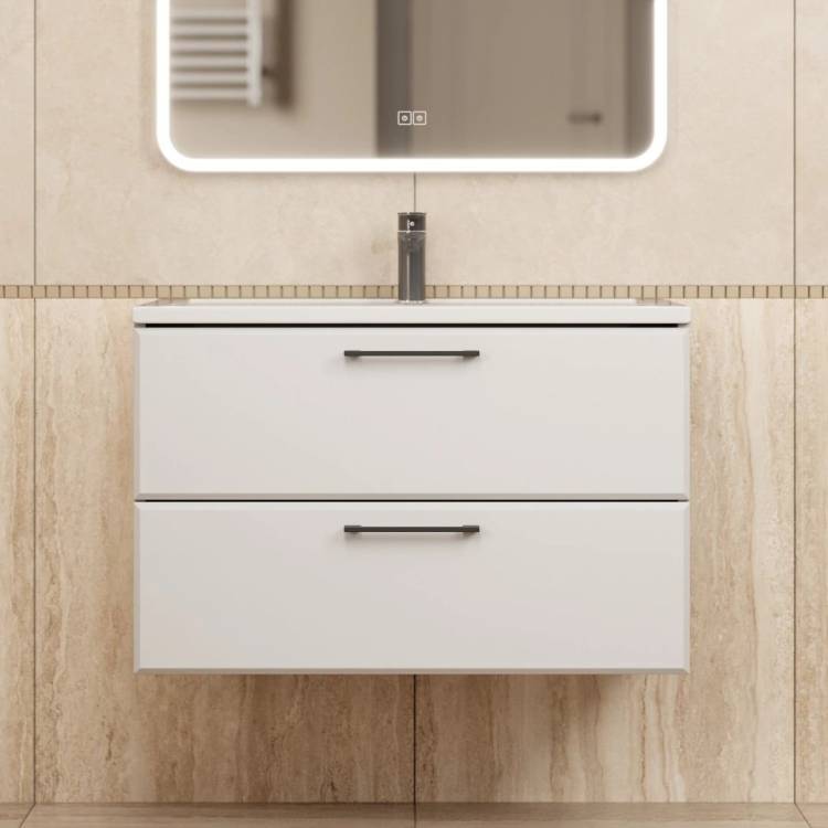 Тумба с раковиной Uperwood Foster New KFosterNEW80w подвесная, белая, 80 см