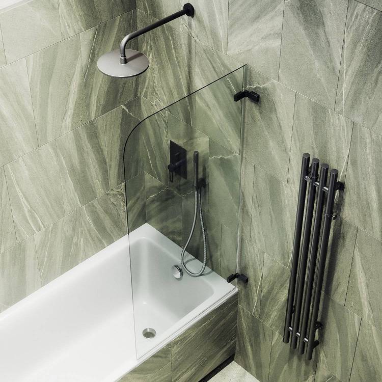 Шторка на ванну MaybahGlass MGV-647-6 70.5x140, поворотная, стекло бронза матовая 6 мм, профиль черный