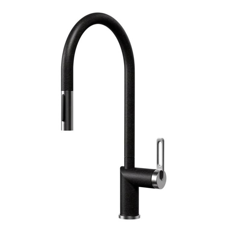 Смеситель для кухни Granula GR-8172 черный, с выдвижным изливом