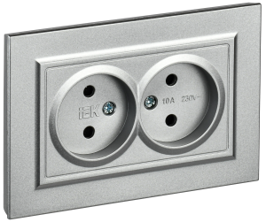 Розетка 2-местная IEK Brite BR-R20-10-K47-F алюминий