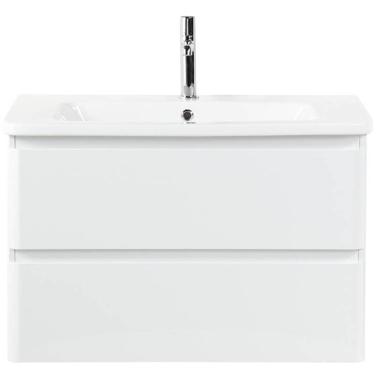 Тумба с раковиной Belbagno Albano-Cer ALBANO-CER-800-2C-SO-BL 77x44x50 Bianco Lucido подвесная с двумя выкатными ящиками