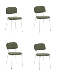 Набор из 4 стульев Stool Group Chao 3277-ST-4 CD2302-19 green w.l X4 зеленый белые ножки