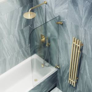 Шторка на ванну MaybahGlass MGV-649-3 40.5x140, поворотная, стекло графит матовый 6 мм, профиль золото