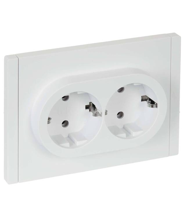 Розетка 2-местная с заземлением IEK Forte&Piano FP-R21-16-1-K01 белый