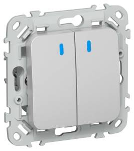 Выключатель 2-клавишный IEK Flite FI-V24-1-10-1-K47 алюминий