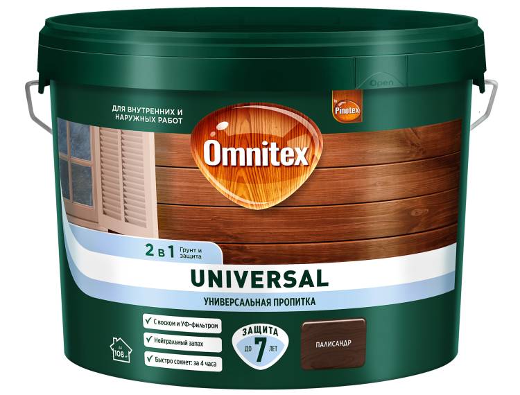 Пропитка защитная для дерева Omnitex Universal палисандр 9 л