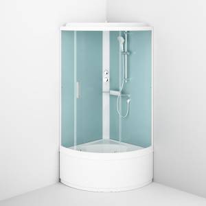 Душевая кабина AM.PM X-Joy W88C-401A-090WT 90x90, четверть круга, высокий поддон, профиль белый, стекло прозрачное