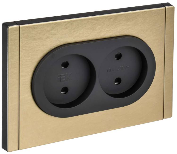 Розетка 2-местная с защитными шторками IEK Forte&Piano FP-R23-10-1-M-K37 шампань