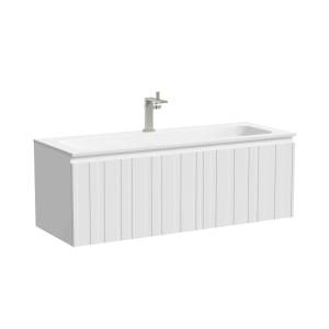 Тумба с раковиной Sancos Ламель белая матовая, 121x45.7x42.6, раковина CN7017
