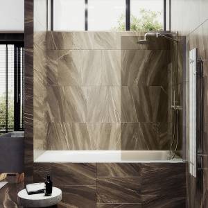Шторка на ванну MaybahGlass MGV-67-5ш стекло бронза, профиль хром матовый, 1400x500