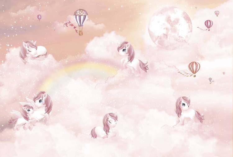 Бесшовные Eco обои Ortograf Little friends 34366 Единороги и облака 3 Холст ОЕ-Х