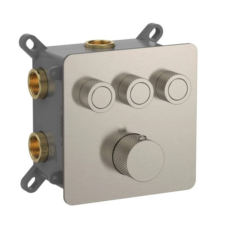 Термостатический смеситель AQUAme AQM8812BN с регулировкой напора, с внутренней частью, никель шлифованный