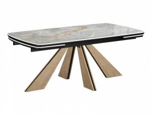 Стол Дик SKP180 00-00073159 керамика titanium silver river polished/подстолье черное/опоры дуб монтана