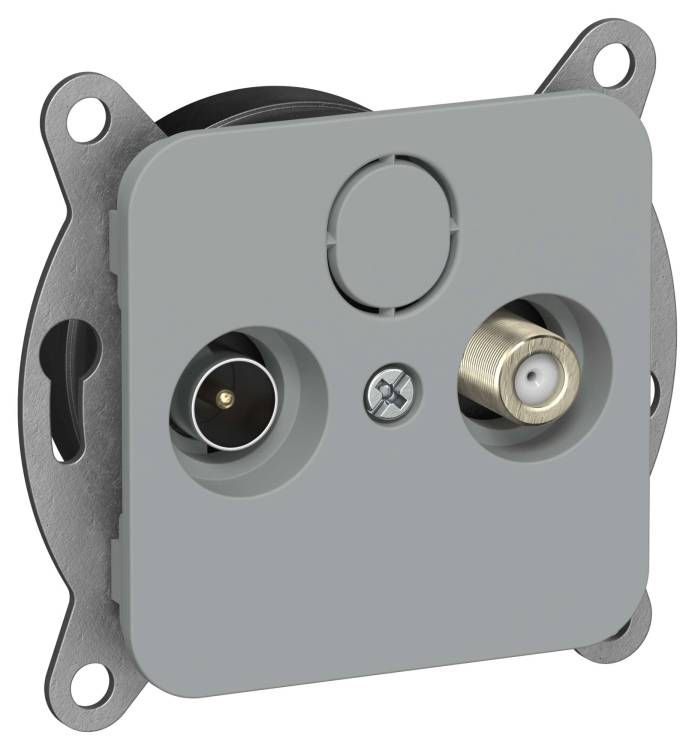 ТВ-розетка TV+SAT оконечная IEK Flite FI-AF23-O-K03 серый