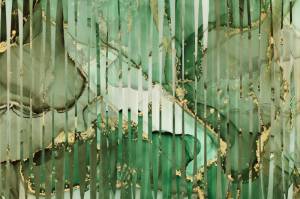 3D Фотообои Artegrafico «Флюидная абстракция с хризоберилловыми гранями» IN-009 акварель