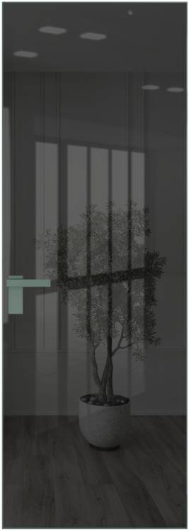 Межкомнатная дверь Profil Doors 1 AGK цвет профиля Зеленый воск, стекло безопасное 4 мм зеркало серое 800x2000