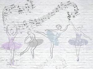 3D Фотообои Artegrafico «Балерины на кирпичной стене» PD-043 акварель