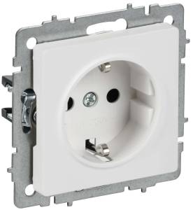 Розетка 1-местная с заземлением и шторками IEK Brite BR-R14-16-K91 арктический белый