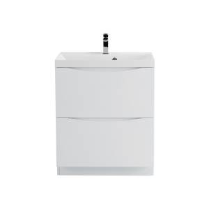 Тумба с раковиной BelBagno MARINO-700-2C-PIA-BL-P 70x45x80.5 Bianco Lucido напольная с двумя выкатными ящиками