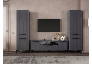Стенка в гостиную Woodville Иадама 620703 графит, графит софт комплектация 9