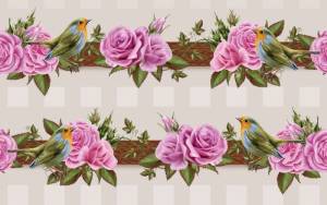 3D Фотообои Artegrafico «Синицы и розы» PRV-033 песок