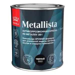Краска по ржавчине Tikkivala Metallista глянцевая черная 0.8 л