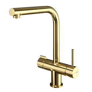 Смеситель для кухни Wasserkraft A8977 под фильтр с выдвижной лейкой, глянцевое золото