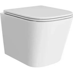 Унитаз подвесной Kerama Marazzi Cubo CU.wc.02 безободковый, с крышкой-сиденьем, белый глянцевый