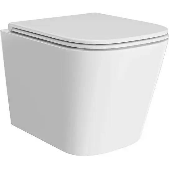 Унитаз подвесной Kerama Marazzi Cubo CU.wc.02 безободковый, с крышкой-сиденьем, белый глянцевый