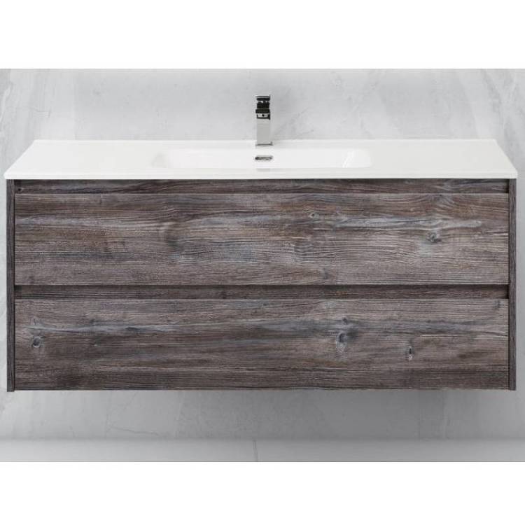 Тумба с раковиной Belbagno Kraft KRAFT-1200-2C-SO-PP 120x46x50 Pino Pasadena подвесная с фрезерованными ручками по всей длине фасада с двумя выкатными ящиками