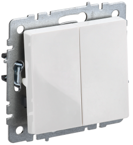 Выключатель 2-клавишный проходной IEK Brite BR-V22-0-10-K01 белый