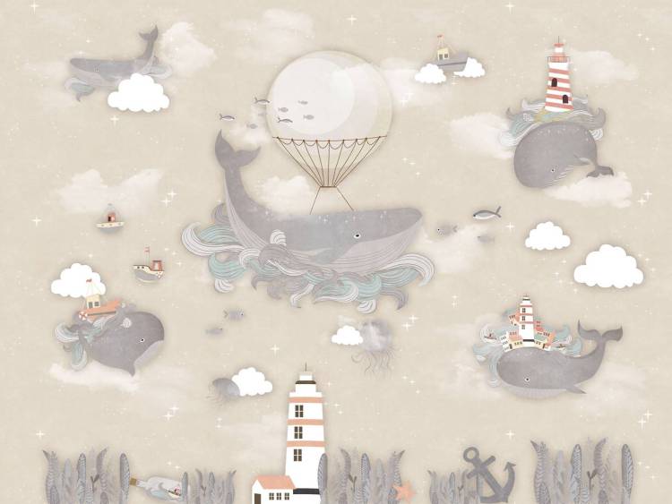 Фреска Ortograf Little friends 34402 Киты на маяке 3 Флорентина Суперфасад FFSO