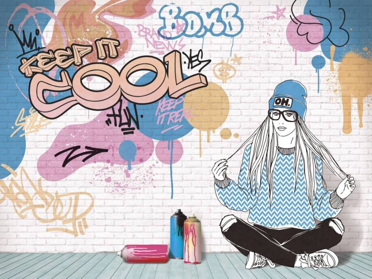 Фреска Ortograf Free time 2 34966 Граффити и девушка Флорентина Суперфасад FFSO