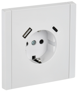 Розетка 1-местная с заземлением, шторками и USB Type A+С IEK Forte&Piano FP-R14-16-U22-018-K01 белый