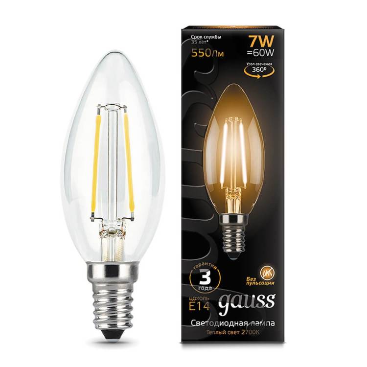 Лампа светодиодная филаментная Gauss Filament 103801107