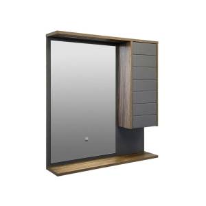 Зеркало-шкаф Comforty Кемер-75 00-00014147 с подсветкой, антрацит/дуб темно-коричневыq