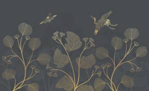 3D Фотообои Artegrafico «Журавлиная пара. Предрассветный туман» PL-062 канвас