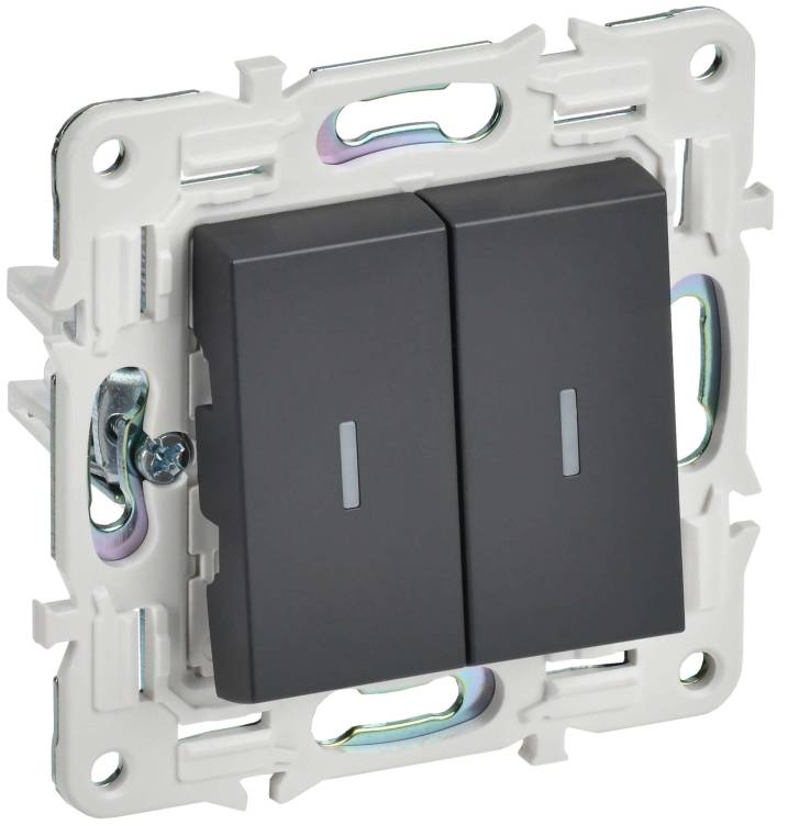 Выключатель 2-клавишный IEK Skandy SK-V20-1-10-K48 титан